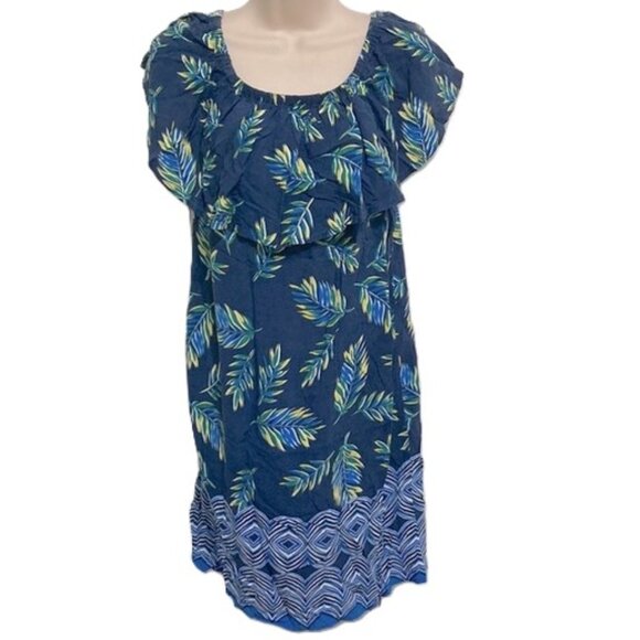 BEACH LUNCH LOUNGE Over the Shoulder Tropical Floral Sun Dress XS - Picture 3 of 11